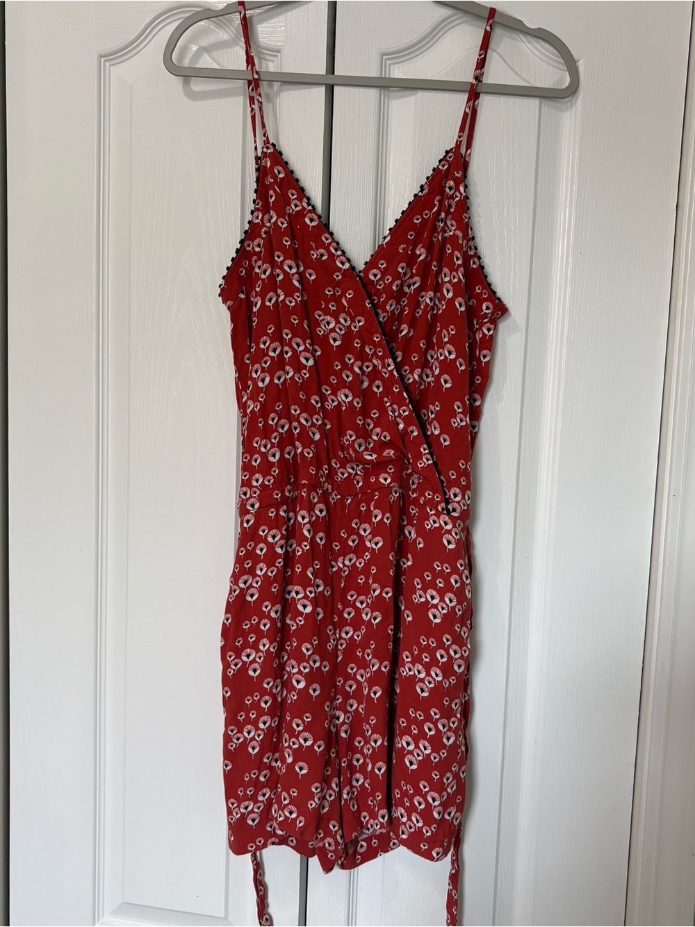 LOFT Rust Red Floral Sleeveless Tie Back Women’s Romper Size Large